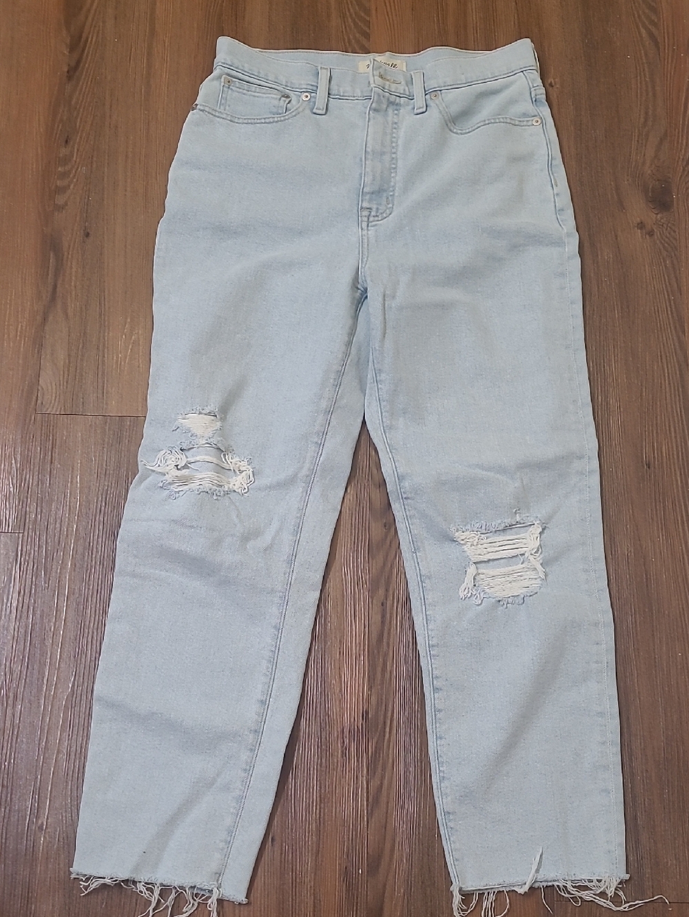 Madewell Light Blue Distressed Straight Leg Jeans